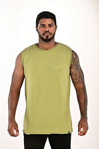 Regata Machão Verde Abacate Tricot Escrita