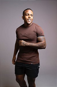 Camisa Marrom Algodão Suedine Punho Embossing De Buenas