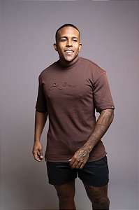 Oversized Marrom Algodão Suedine Embossing De Buenas