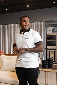 Polo Off-White Canelada Zíper Punho