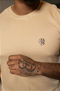 Camisa Bege Algodão Suedine Básica De Buenas