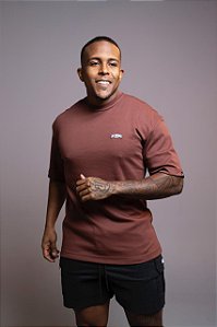 Oversized Marrom Algodão Suedine De Buenas Logo Emborrachado