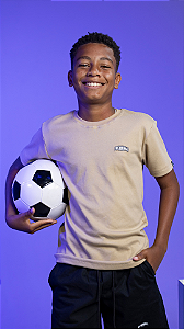 Camisa Bege Kids Algodão Suedine Logo Emborrachado