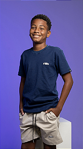 Camisa Azul Marinho Kids Algodão Suedine Logo Emborrachado