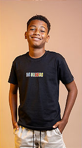 Camisa Preta Kids Algodão Suedine Logo Collors