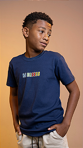 Camisa Azul Marinho Kids Algodão Suedine Logo Collors