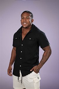 Camisa De Botão Tricot Preta Cargo De Buenas