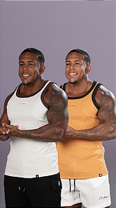 Kit 2 Regatas Americanas Punho Exclusivo Bordado De Buenas Mostarda + Off-White