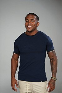 Camisa Azul Marinho Algodão Peruano Alto Relevo 3D De Buenas