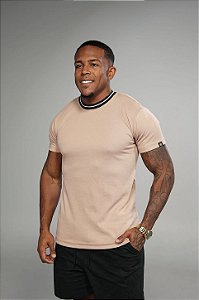 Camisa Bege Gola Punho Algodão Egípcio