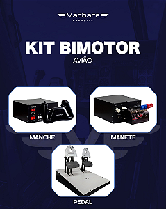 Kit Avião Bimotor - Mac-Yoke Mult + Mac-TQ6 + Mac-Rudder Piper
