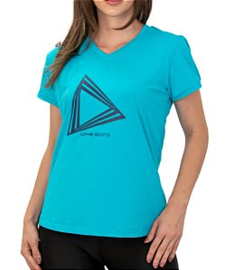 Camiseta Feminina Térmica Manga Curta Triangle com Proteção UV 50+ Turquesa