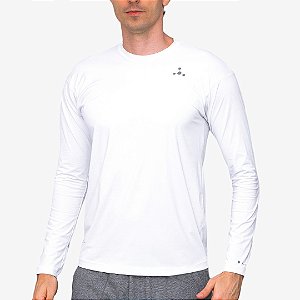 Camiseta Térmica Masculina Manga Longa com Proteção Solar UV 50+ Branca