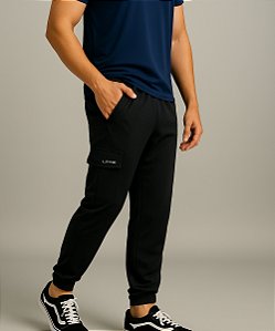 Calça Slim Com Bolso Cargo Preta