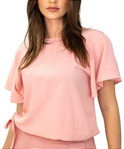 Blusa Plano Botão Rosa