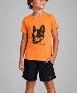 Camiseta Algodão Infantil Bulldog Laranja