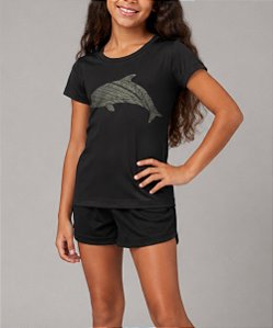 Camiseta Dry Infantil Slim Dolphin Preto