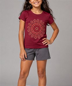 Baby Look Térmica Infantil Mandala Vinho