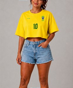 Cropped Oversized Amarelo Brasil