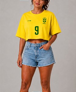 Cropped Oversized Amarelo Brasil
