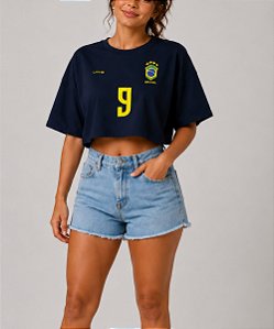 Cropped Oversized Marinho Brasil