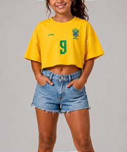 Cropped Infantil Amarelo Brasil