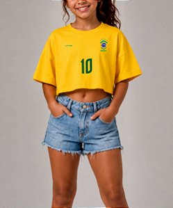 Cropped Infantil Amarelo Brasil
