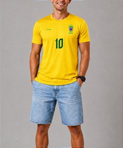 Camiseta Dry Masculina Amarelo Brasil