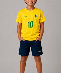 Camiseta Dry Infantil Amarelo Brasil