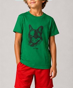 Camiseta Algodao Infantil Bulldog Verde