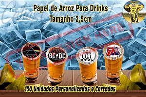 150 Papel Arroz Redondo P/ Drinks 2,5cm Cortado Personalizado