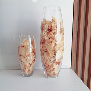KIT 2 ARRANJOS DE VIDRO COM FOLHAS DESIDRATADAS