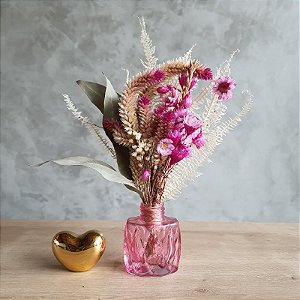 ARRANJO DE FLORES DESIDRATADAS MÉDIO SONHO ROSA