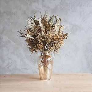 ARRANJO DE FLORES DESIDRATADAS CANTO DA AVE DOURADA