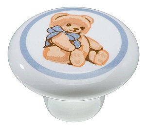 Puxador Para Móveis Botão De Cerâmica Redondo Infantil Quarto do Bebê Italy Line