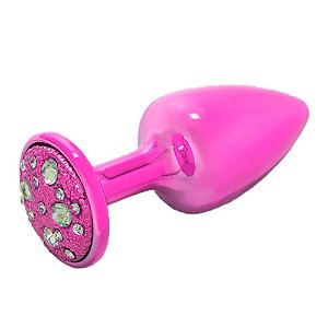 Plug M Rosa C/ Pedra Cravejada Em Strass HARD - HA135