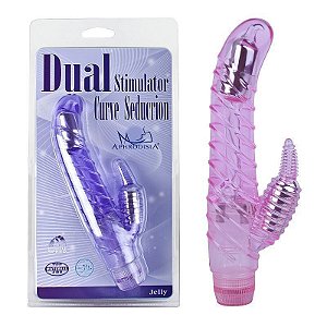 VIBRADOR PONTO G ROSA JELLY DUPLO ESPIRAL - 5111