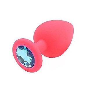 Plug Anal de Silicone Pink + Pedra Azul Céu G - 7204