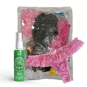 Kit 10 Calcinhas Sensuais + Perfume de Calcinha Menta - Dp12