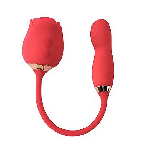 VIBRADOR DE PONTO G E CLITORIS C/ PULSAÇÃO FORMATO ROSA - 7866