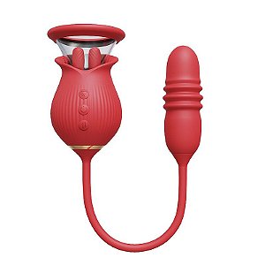 Vibrador de Clitóris em Formato de Rosa com Bullet Vai e Vem - 7882