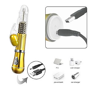 Vibrador Rotativo de Coelho - Cromado - Recarregável - 8491