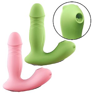 Vibrador Ponto G/Clitóris 3 em 1: Pulsação Vibração Vai e Vem APP - 9615