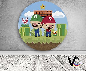 Painel de Festa em Tecido - Super Mario Bros Cute
