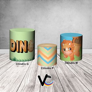 Trio De Capas De Cilindro 3d - Dinossauros Baby Cute