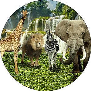 Painel de Festa em Tecido - Safari Animais Realistas 011
