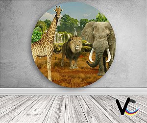 Painel de Festa em Tecido - Safari Savana Realista 016