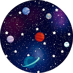 Painel de Festa em Tecido - Astronauta Galáxia e Estrelas
