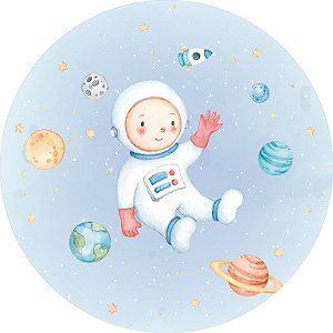 Painel de Festa em Tecido - Pequeno Astronauta Aquarela 2