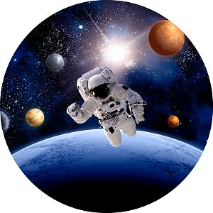 Painel de Festa em Tecido - Astronauta Galáxia Planetas